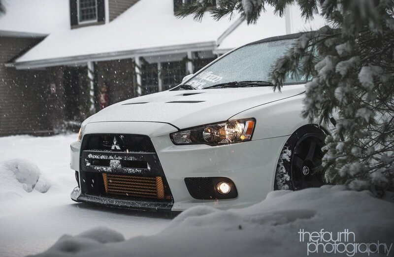 White Mitsubishi Lancer — Cold, Winter, Photograph, Snow