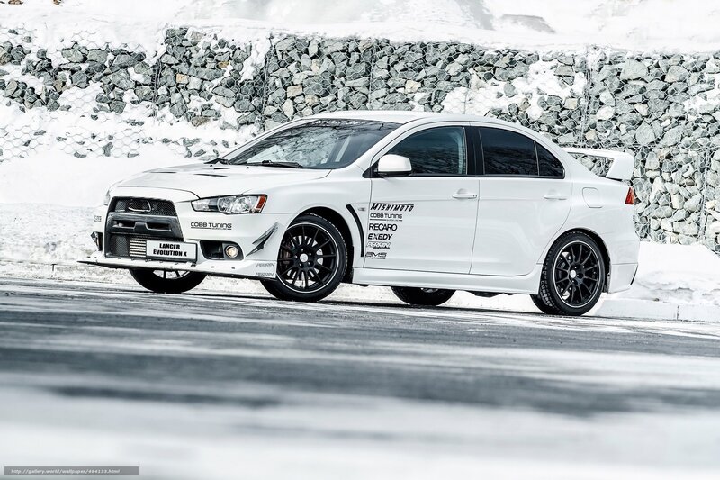 White Mitsubishi Lancer — Cold, Winter