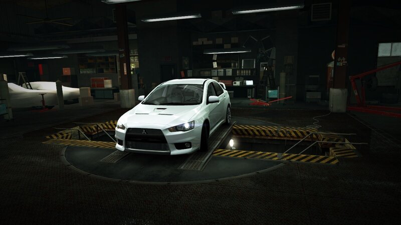 White Mitsubishi Lancer — Dark, Night, 3d Render