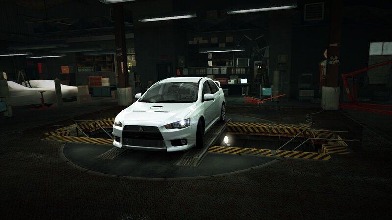 White Mitsubishi Lancer — Dark, Night