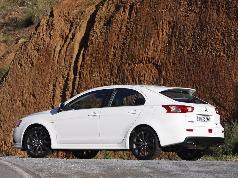 White Mitsubishi Lancer — Dramatic, Afternoon, Photograph, Car, Cliff
