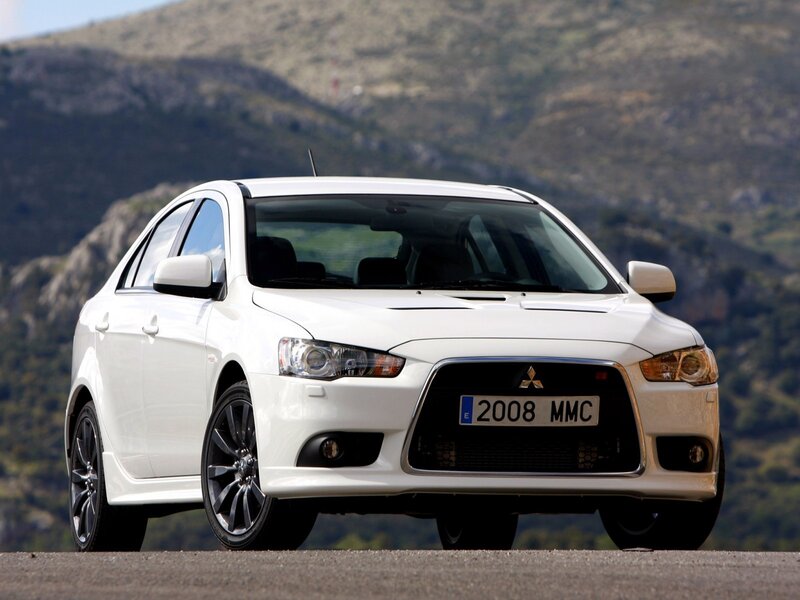 White Mitsubishi Lancer — Dramatic, Afternoon, Photograph, Car, Mountain