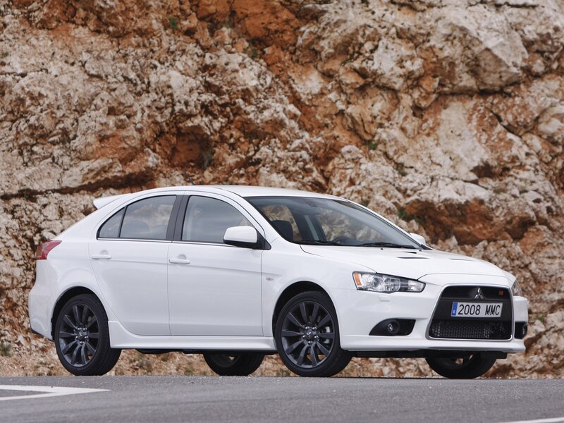 White Mitsubishi Lancer — Dramatic, Afternoon, Photograph, Car, Rocky Cliff