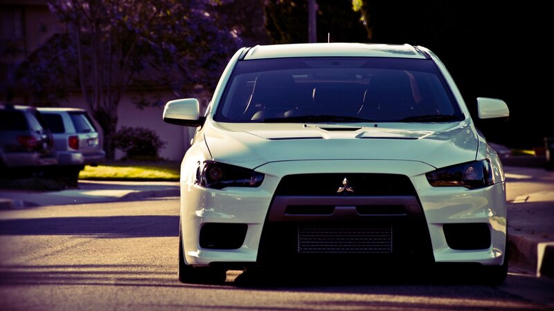 White Mitsubishi Lancer — Dramatic, Afternoon, Photograph, Car, Suv