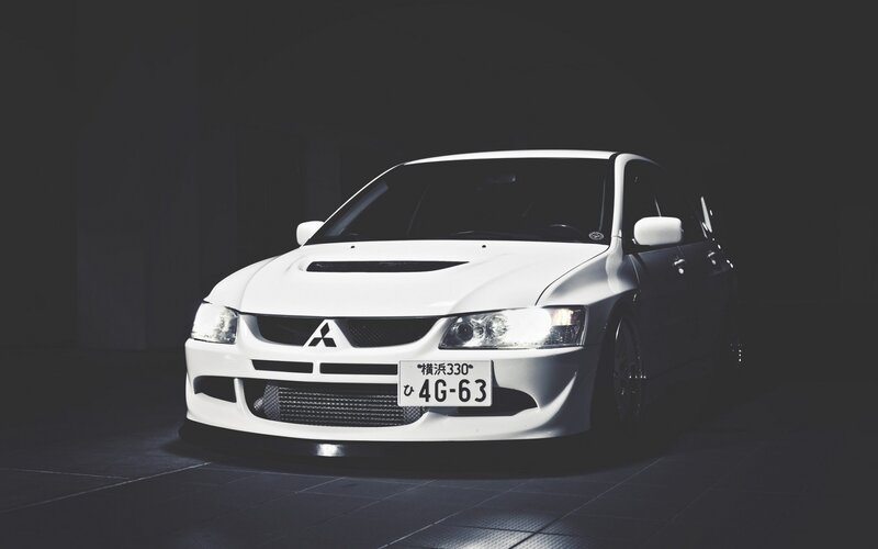 White Mitsubishi Lancer — Dramatic, Photograph, Car