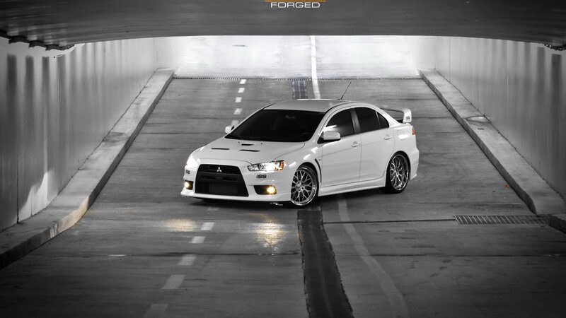 White Mitsubishi Lancer — Dramatic, Photograph