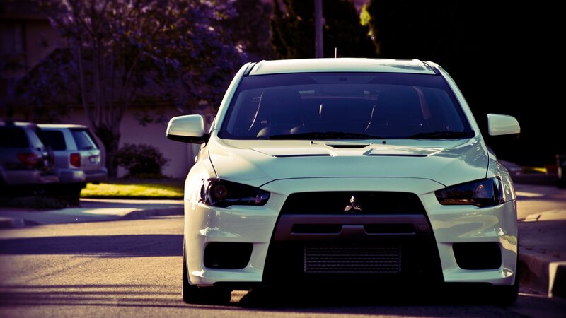 White Mitsubishi Lancer — Dramatic, Sunset, Photograph, Car, Trees, Suv