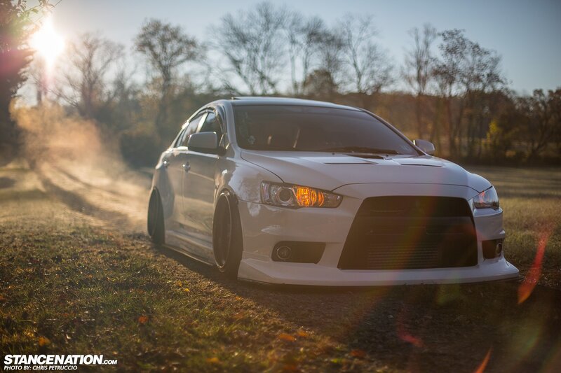 White Mitsubishi Lancer — Dramatic, Sunset, Photograph