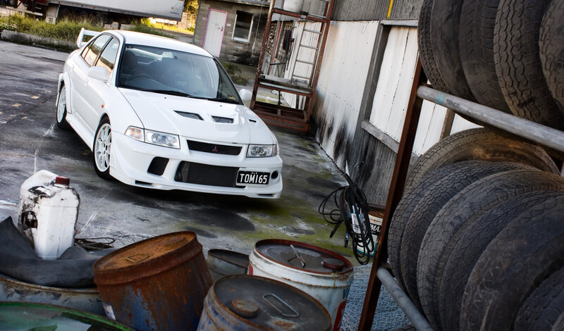 White Mitsubishi Lancer Evolution