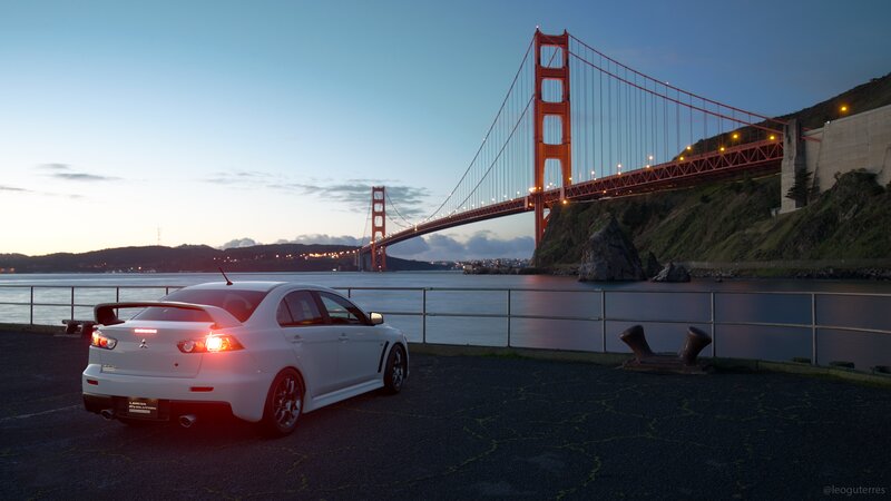 White Mitsubishi Lancer — Serene, Sunset