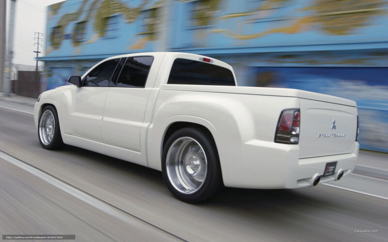 white mitsubishi pickup truck