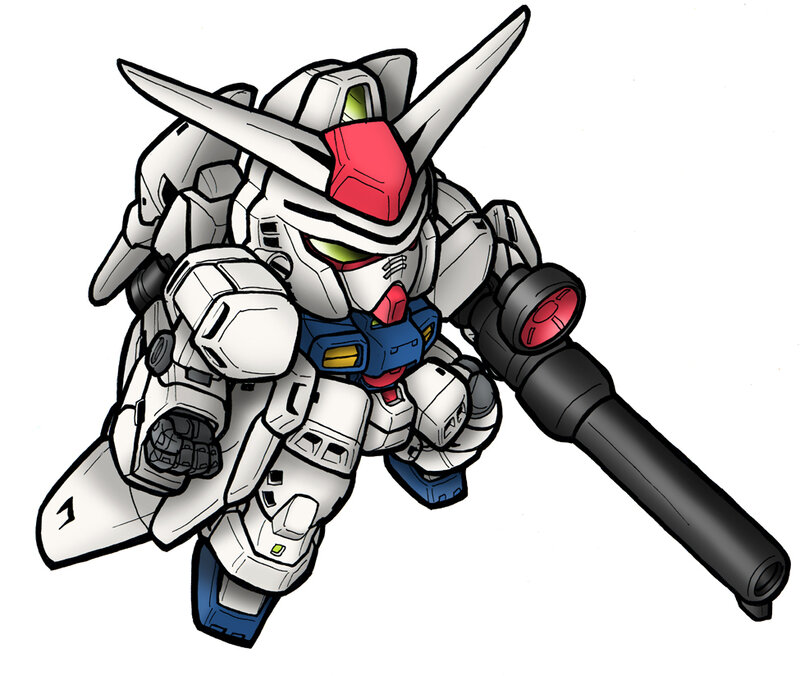 white mobile suit with beam rifle
