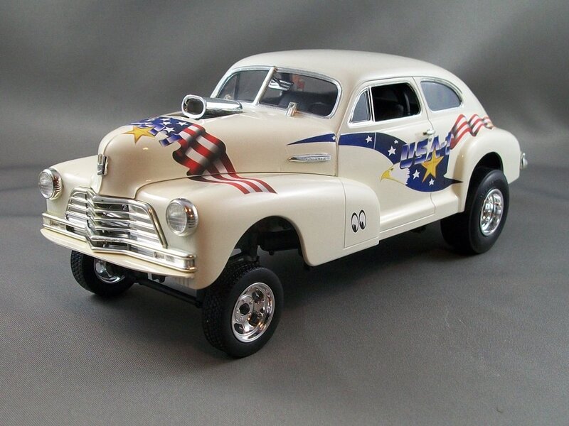 White Model Car — Patriotic