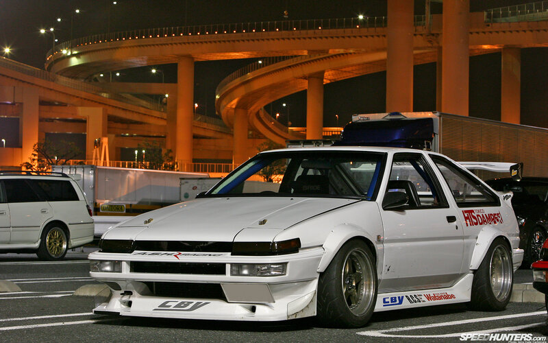 White Modified AE86 Car — Dramatic