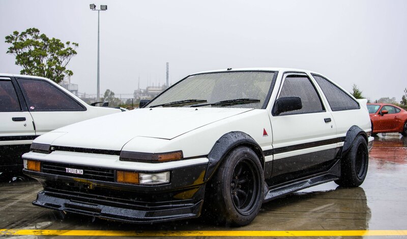 White Modified AE86 Car