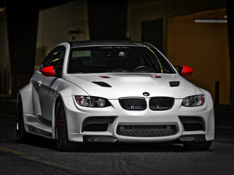 White Modified BMW Car — Dramatic, Night