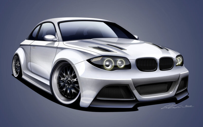 White Modified BMW Car — Dramatic