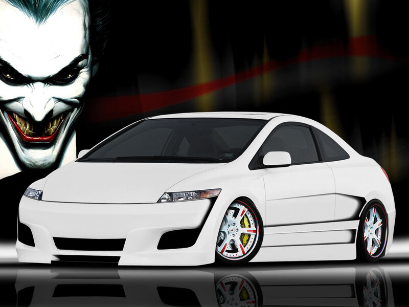 White Modified Car — Dramatic, Digital Art