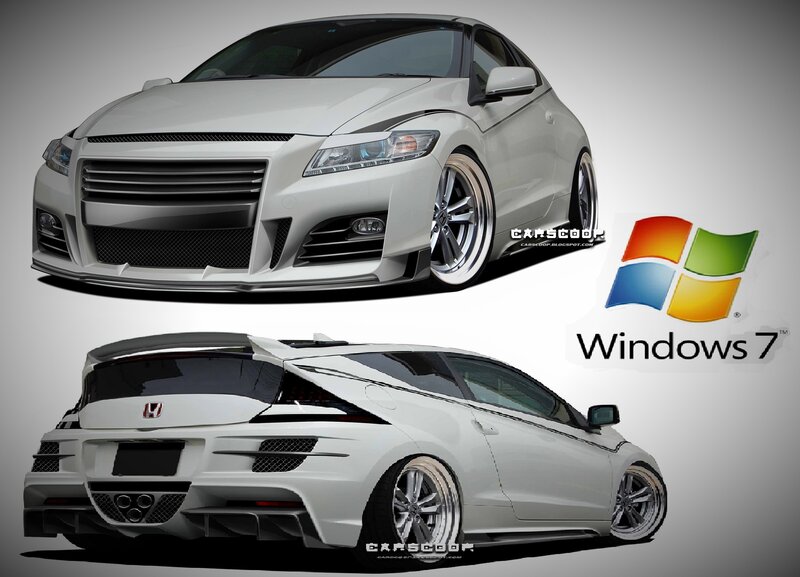 White Modified Car — Dramatic, Digital Art, Windows 7 Logo
