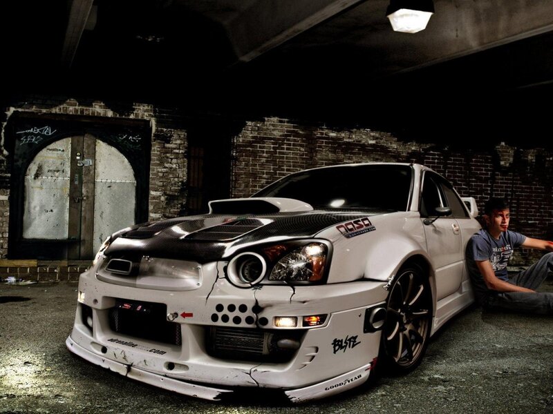 White Modified Car — Dramatic, Night, Photograph, Man
