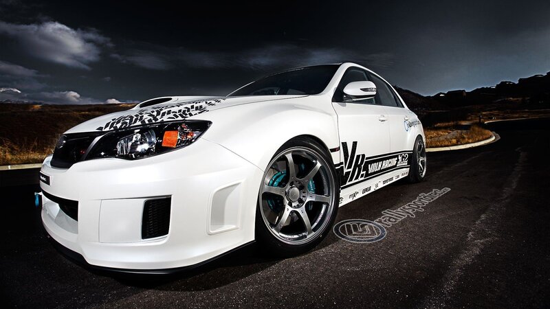 White Modified Car — Dramatic, Night, Photograph, Road, Sky