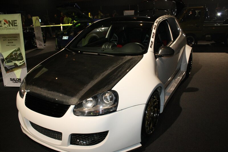 White Modified Car — Dramatic, Night