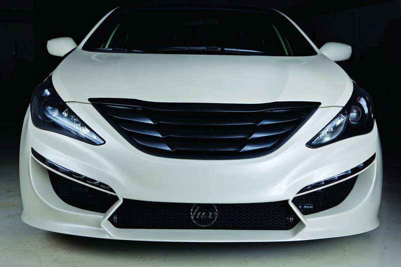 White Modified Car — Dramatic, Photograph, Car Grille