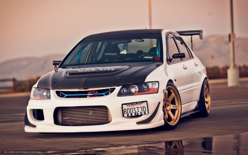 White Modified Car — Dramatic, Sunset, Photograph, Mountains, Wet Pavement