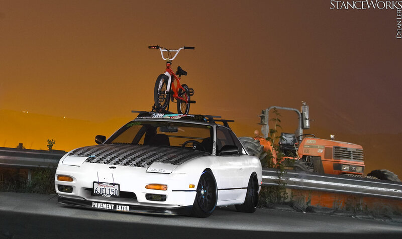 White Modified Car — Dramatic, Sunset