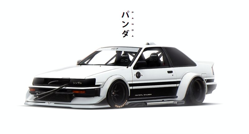 White Modified Car — Dynamic, Digital Art