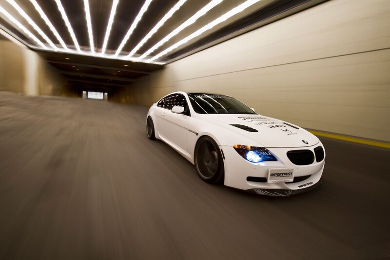 White Modified Car — Dynamic, Photograph