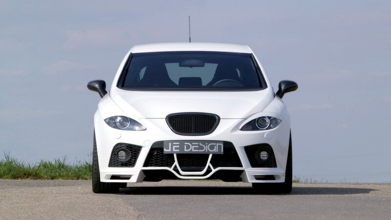 white modified car front view