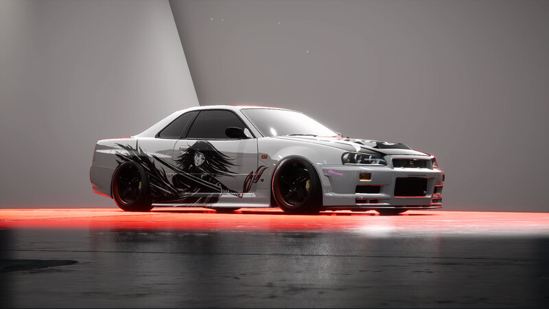 White Modified Car — Gray