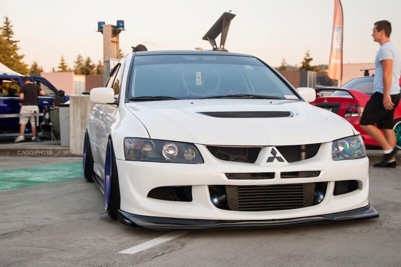 White Modified Car — Outdoor, Sunset