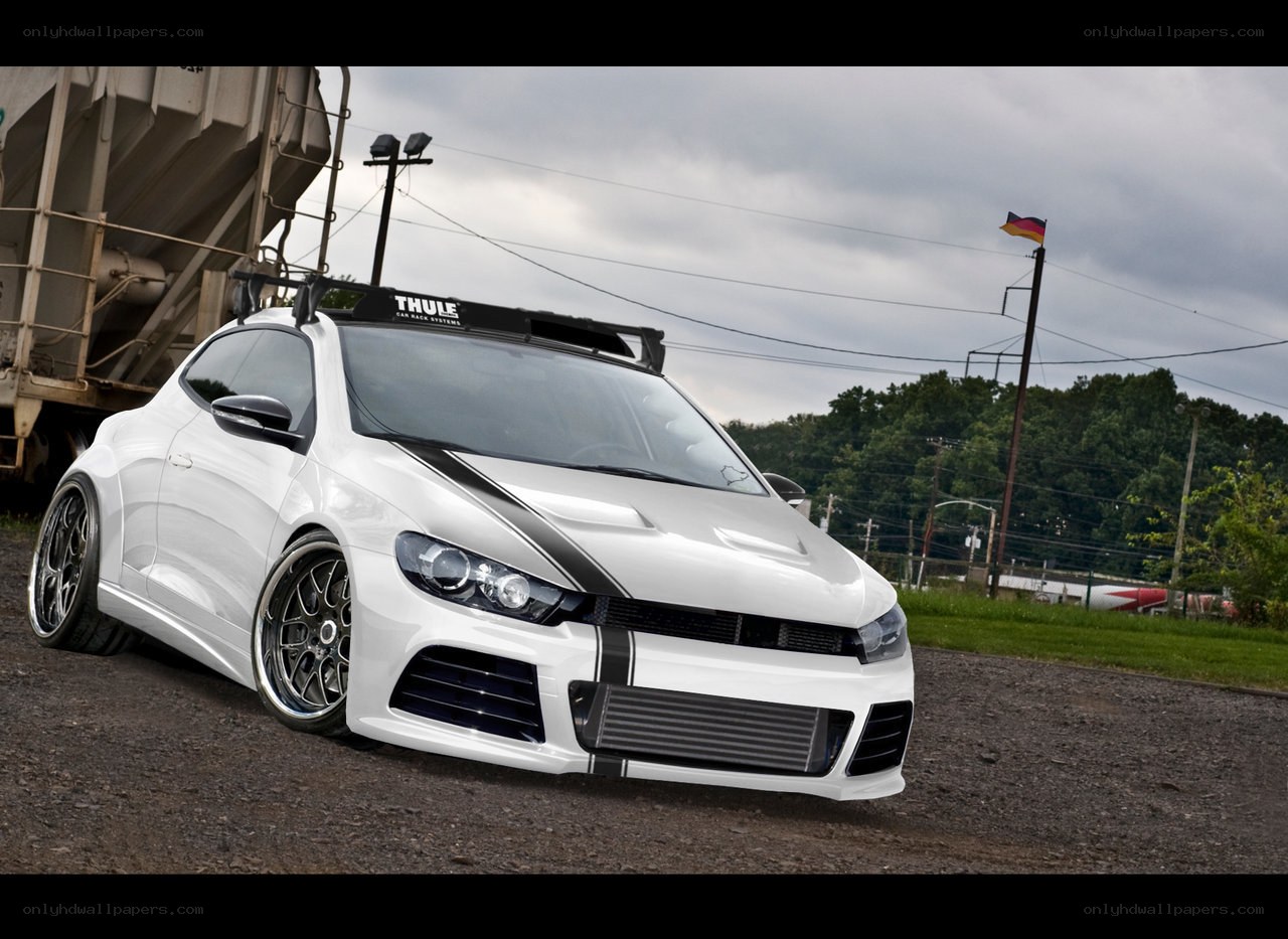 white modified car with roof rack