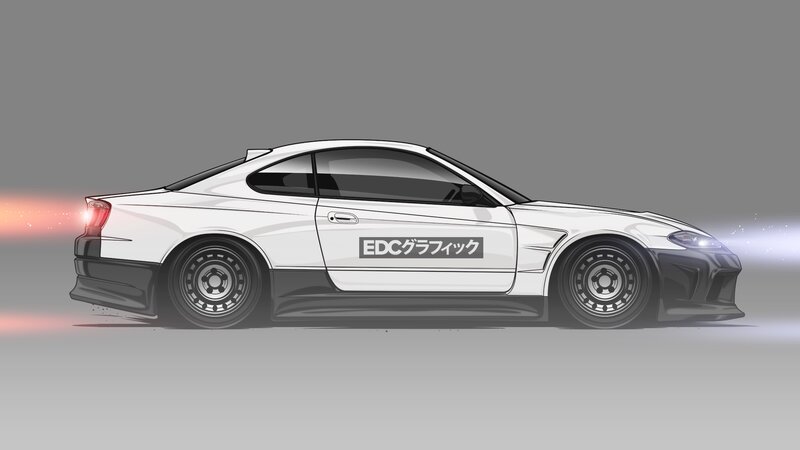 White Modified Coupe Car — Dynamic