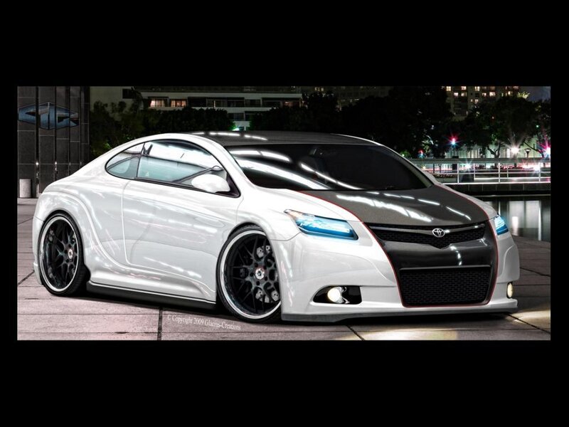 White Modified Coupe — Dramatic, Night, Digital Art