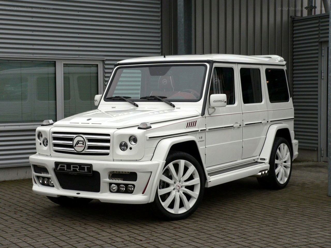 white modified g-wagon suv