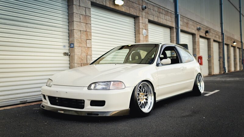 White Modified Hatchback — Calm, Afternoon