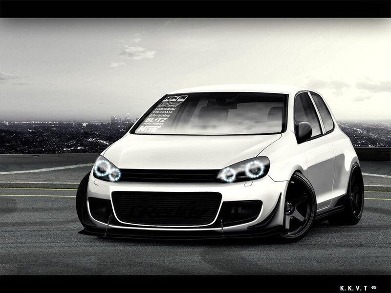 white modified hatchback car