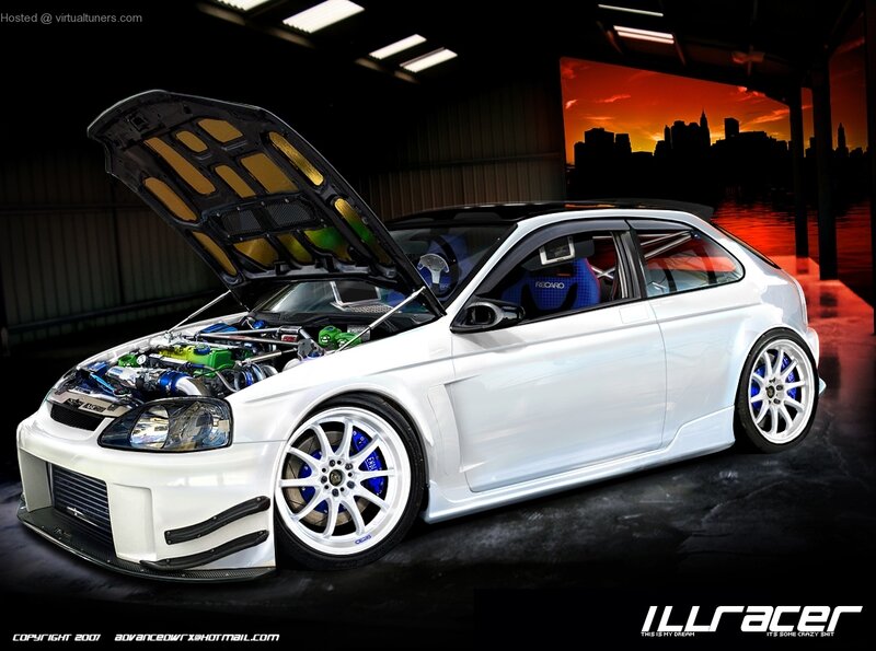 White Modified Hatchback — Dramatic, Sunset