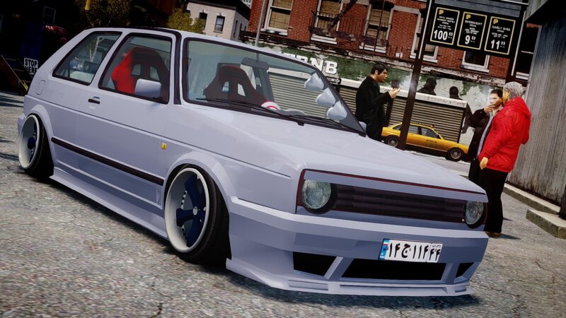 White Modified Hatchback — Gray