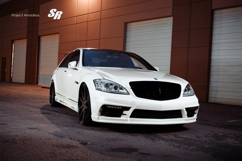 white modified mercedes-benz sedan