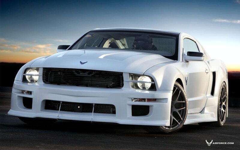 White Modified Mustang