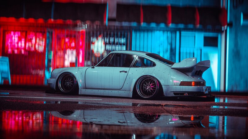 White Modified Porsche — Blue