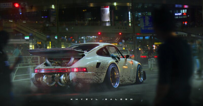 White Modified Porsche Car