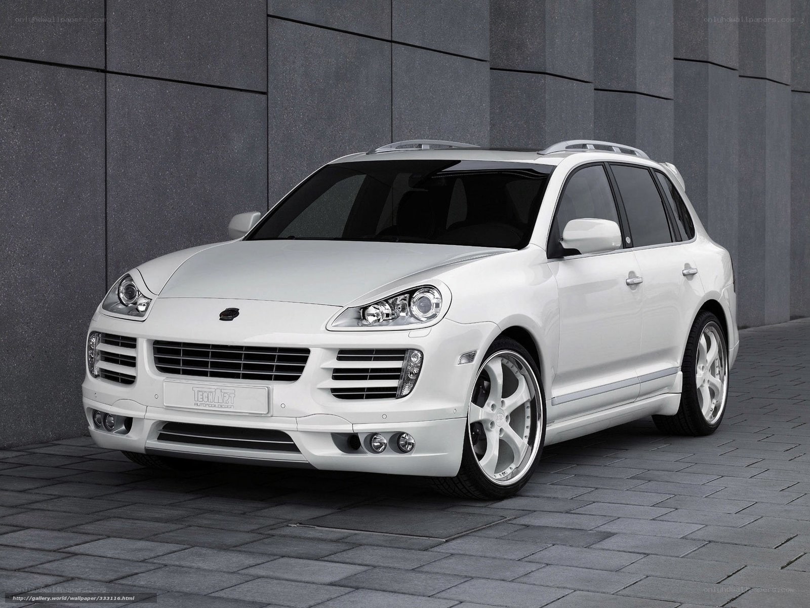 white modified Porsche Cayenne