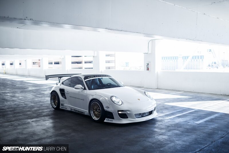 White Modified Porsche — Dramatic, Afternoon