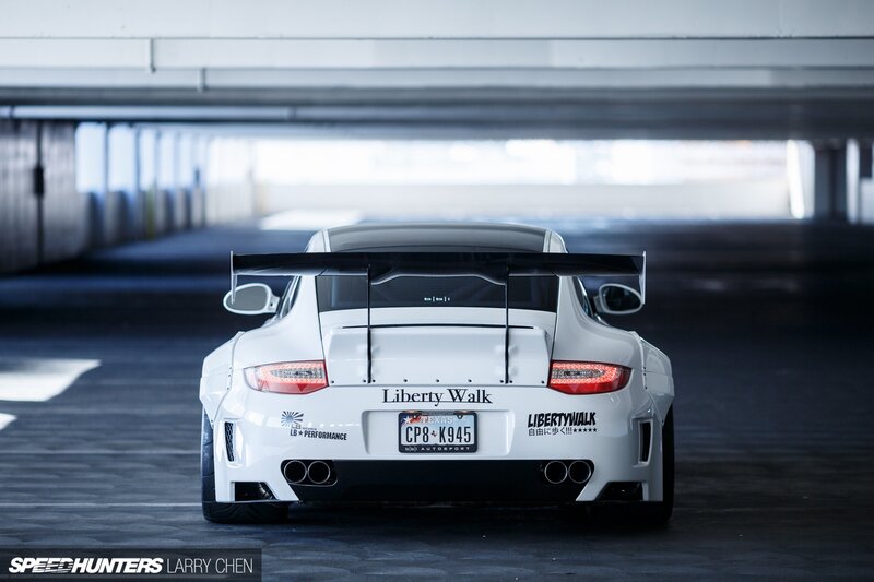 White Modified Porsche — Dramatic, Photograph, Car