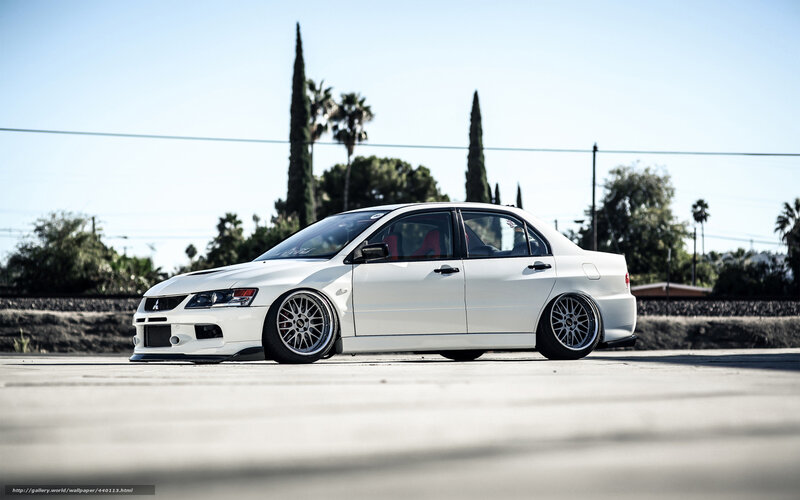 White Modified Sedan — Calm, Afternoon, Photograph, Palm Trees, Sunset